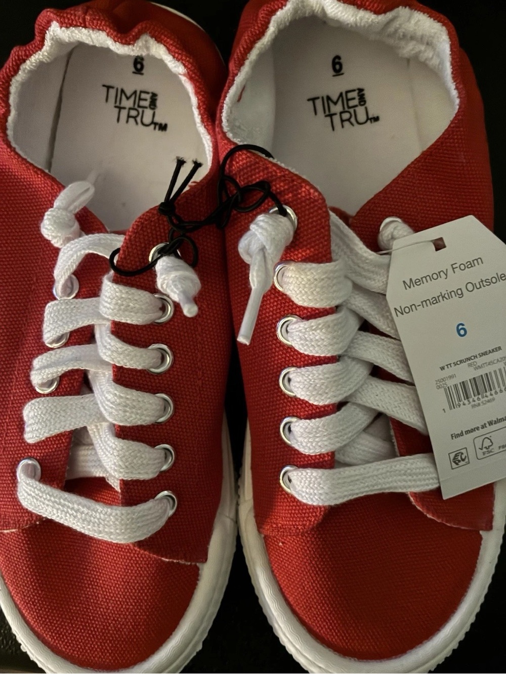 Kids Red Canvas Lace-Up Sneakers with Cushioned Insole